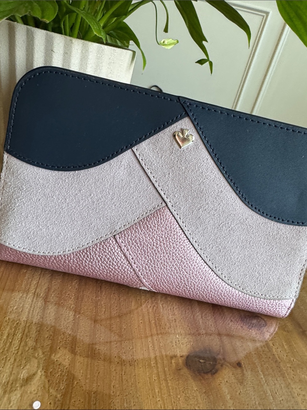 kate spade Tri-Tone Clutch in Black, Blush, and Rose